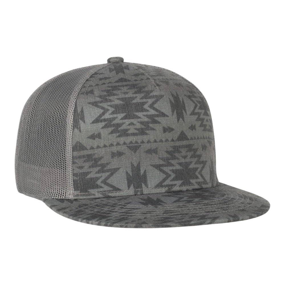 Outdoor Cap OC510P Printed 5-Panel Mesh Back Cap: Smokey Aztec/Dark Grey