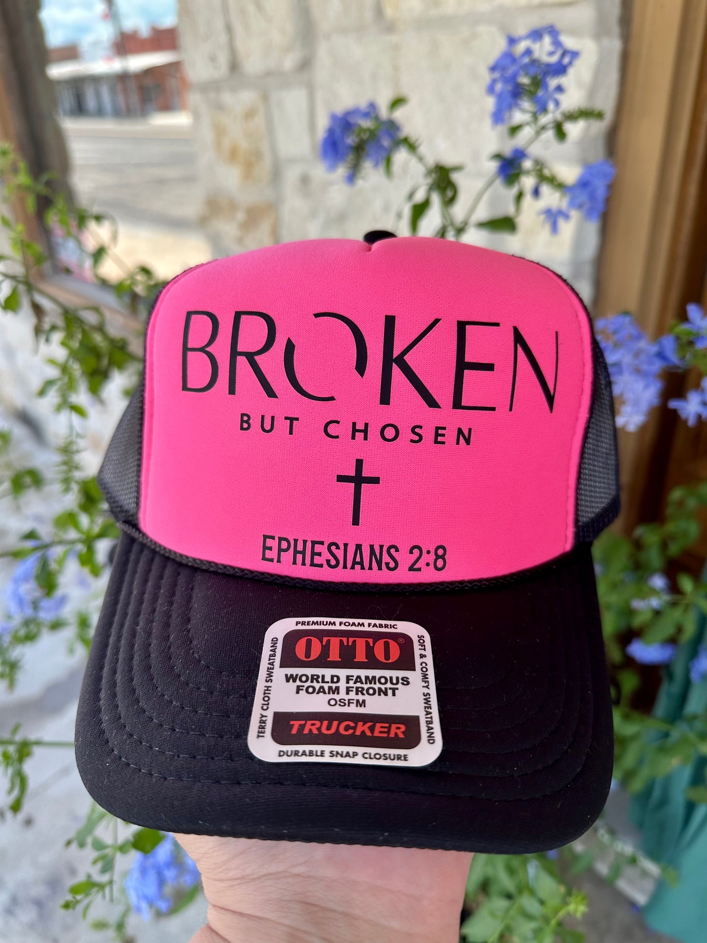 Broken But Chosen Trucker Cap - Pink