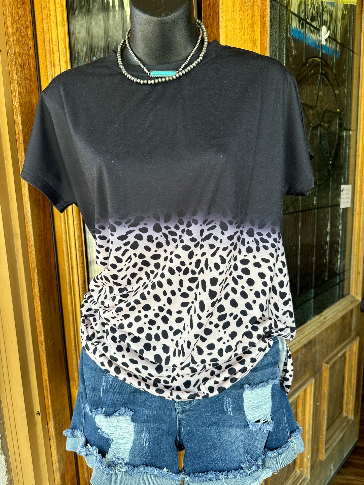 Black & Leopard Top