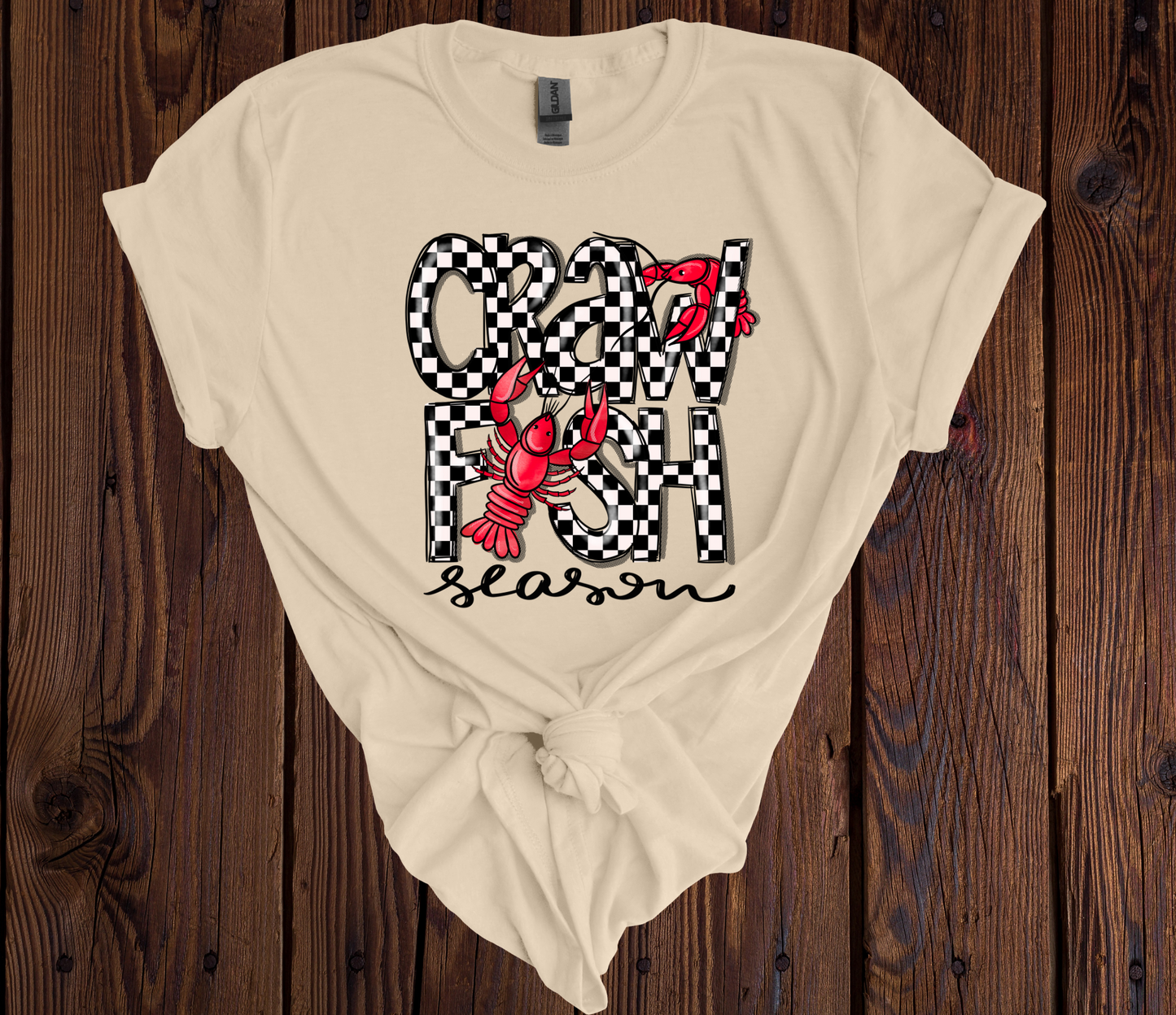Craw Fish Season Checkered Tee - 4 Color Options