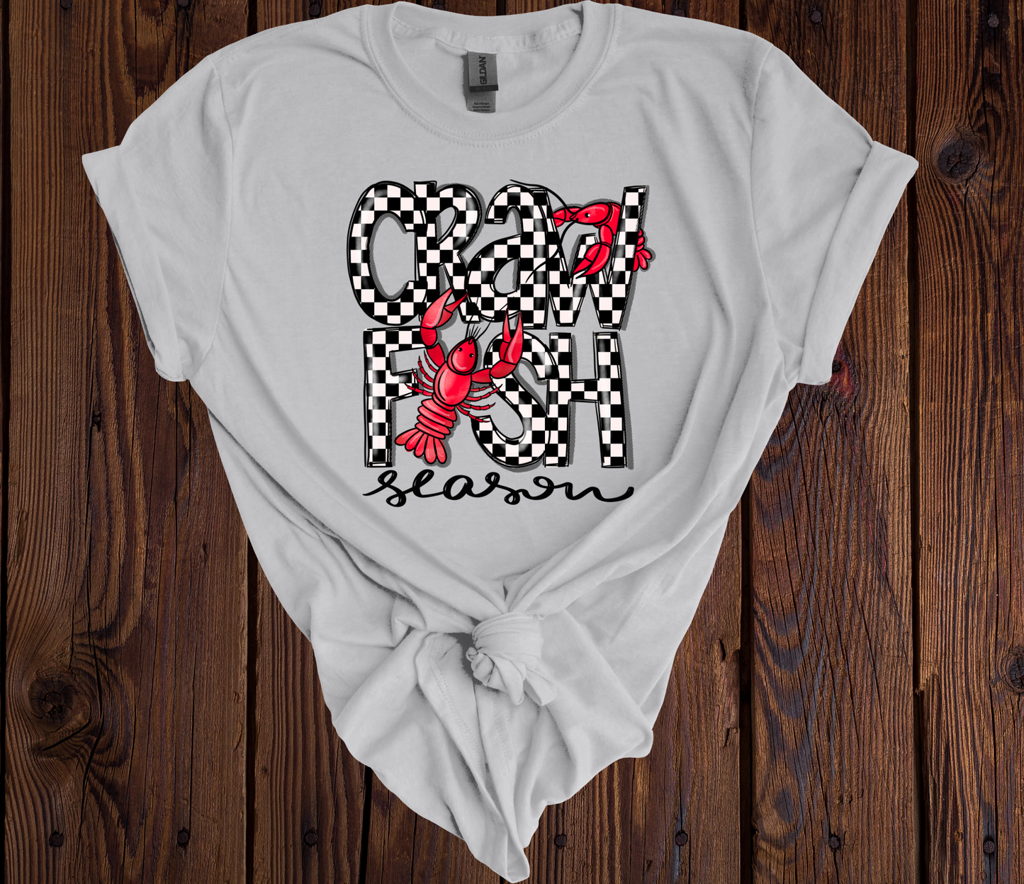 Craw Fish Season Checkered Tee - 4 Color Options
