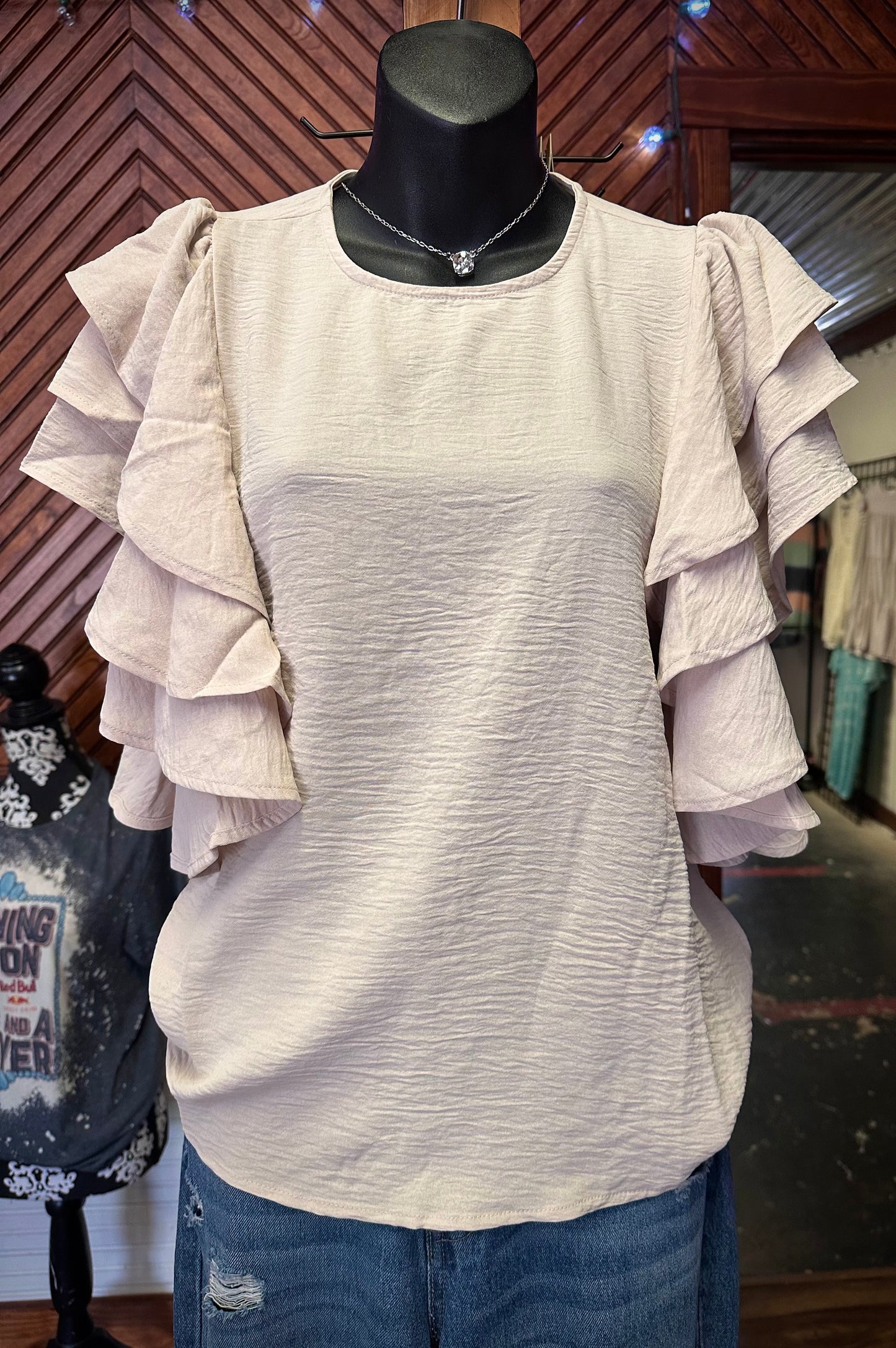 Mia's Ruffle Sleeve Top