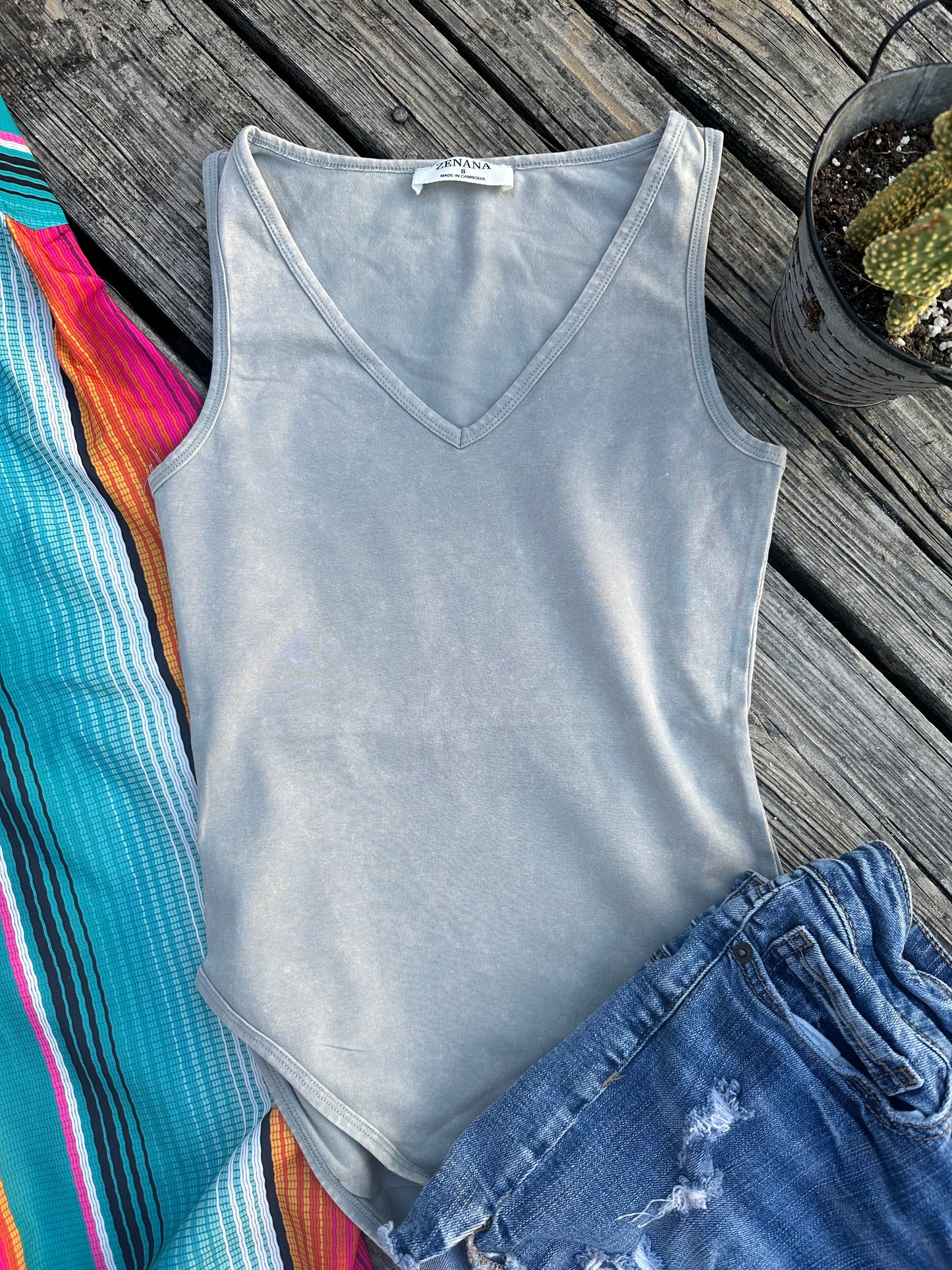 Gunmetal Acid Wash BodySuit