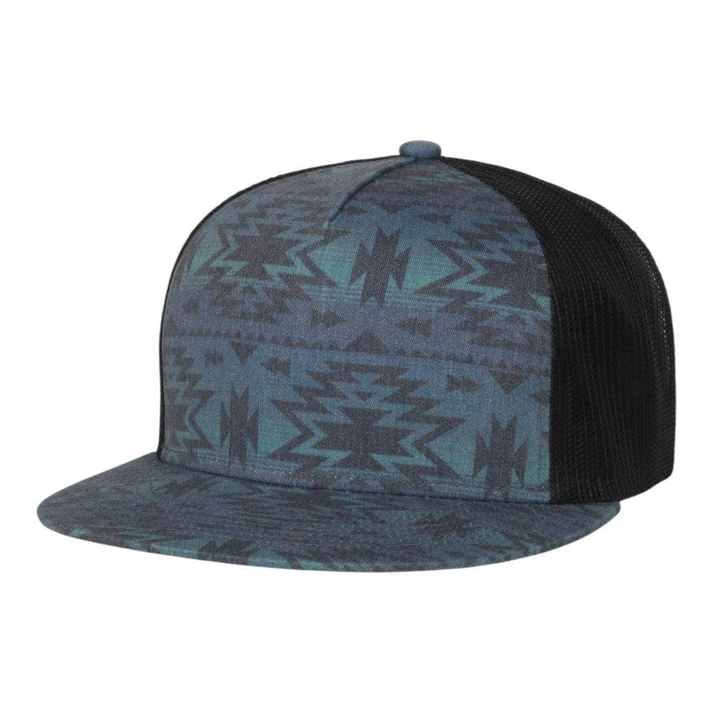 Outdoor Cap OC510P Printed 5-Panel Mesh Back Cap: Indigo Aztec/Black