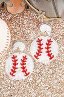 White Play Ball Seed Bead Earrings
