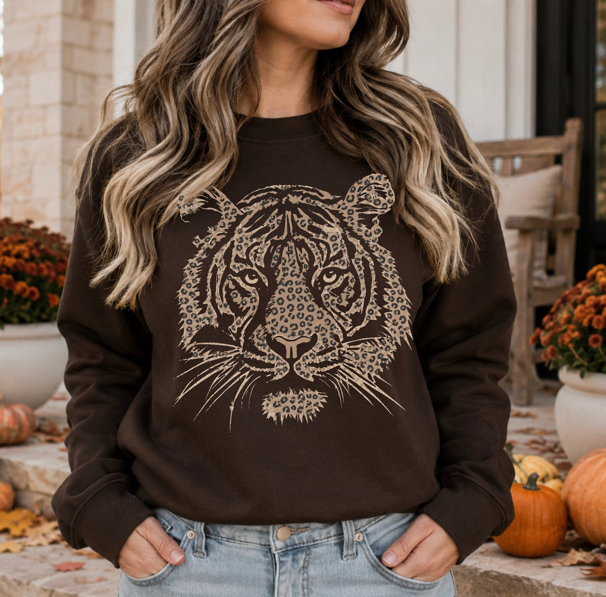 Cheetah Print Tiger Face Tee