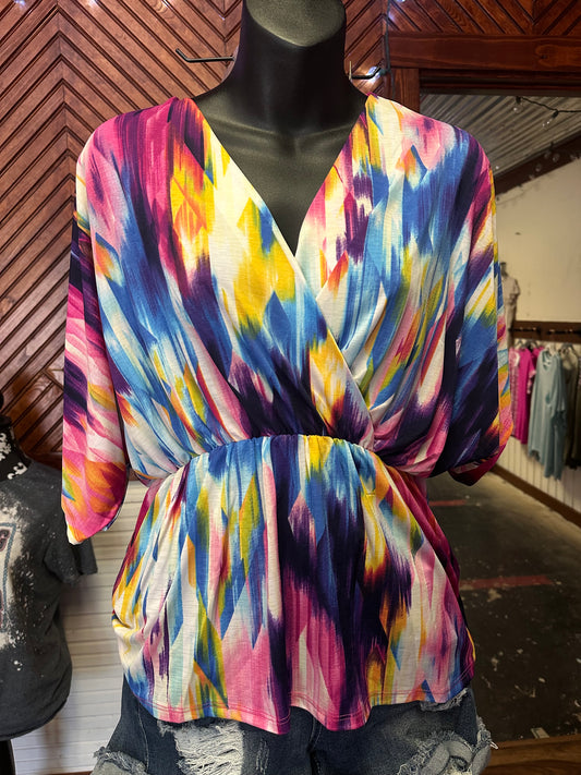 Shirley's Graphic Multi-color Wrap Tunic