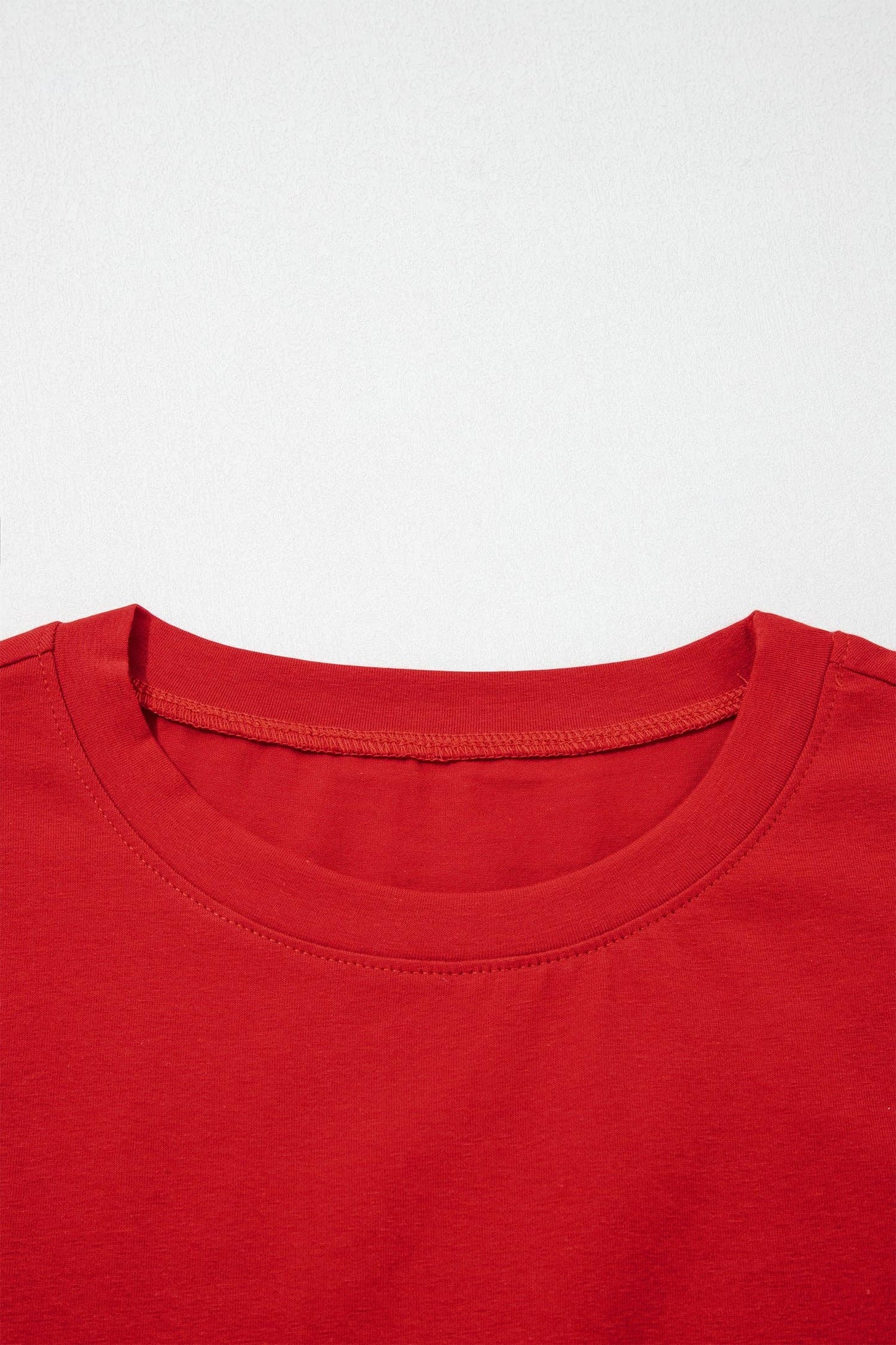 PRETTY BASH Varsity Stripe Crew Neck Short Sleeve T-Shirt: Fiery Red
