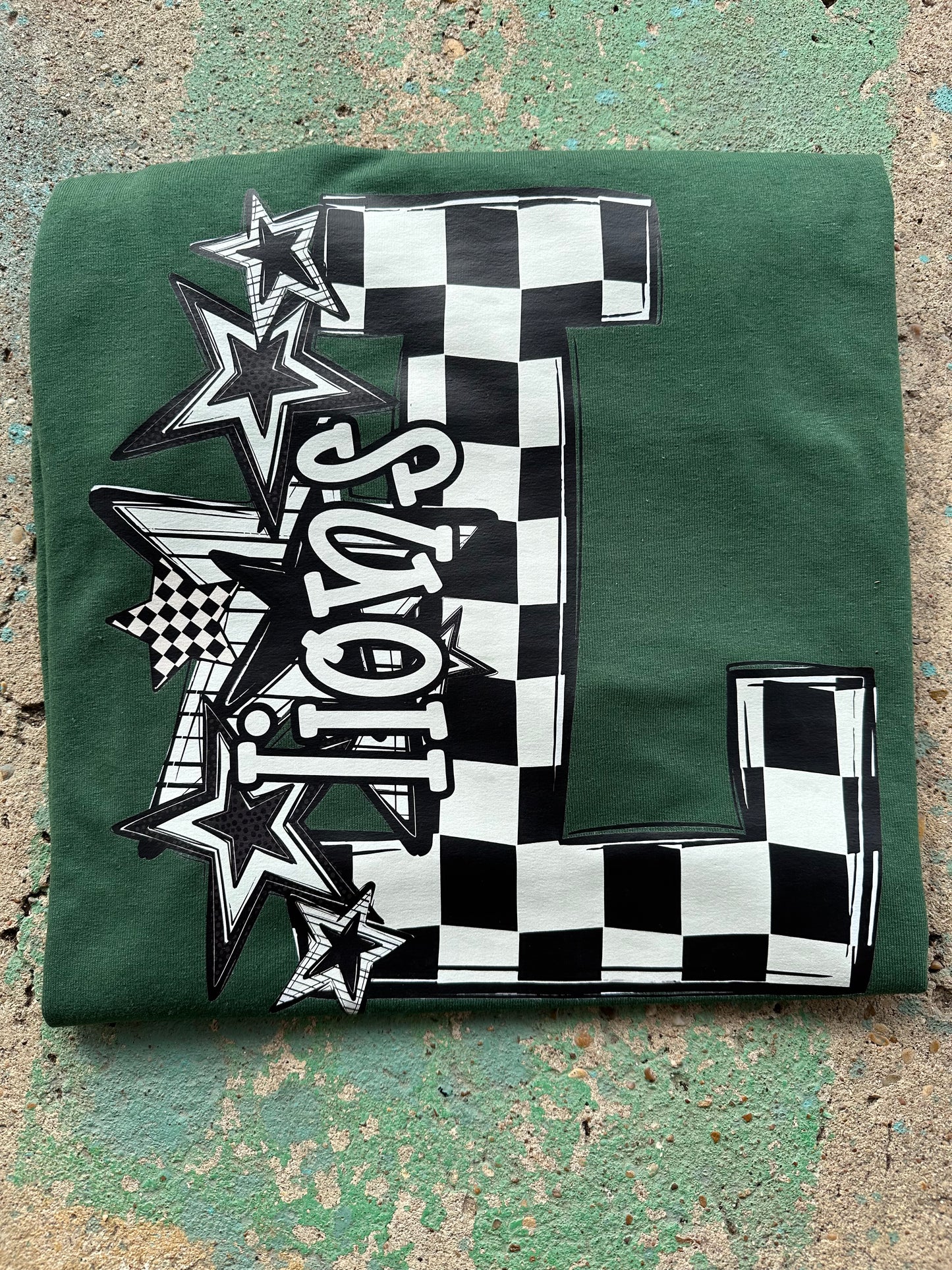 Checkered Print L Lions Tee