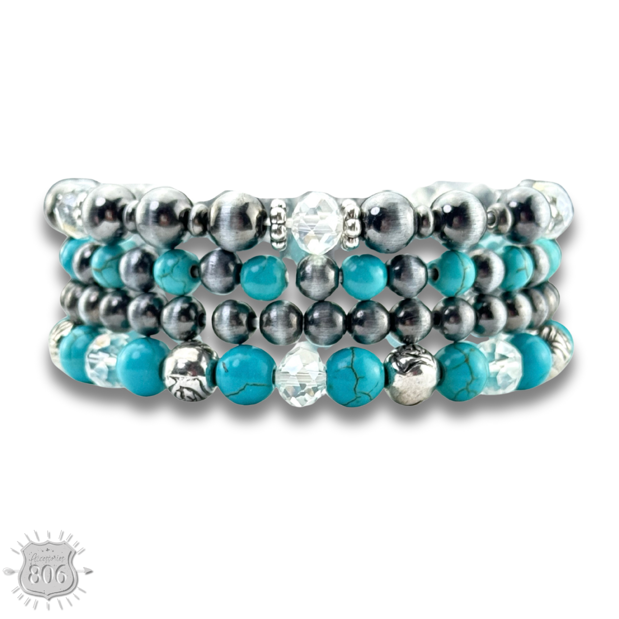 Silver and turquoise bracelet set: Turquoise