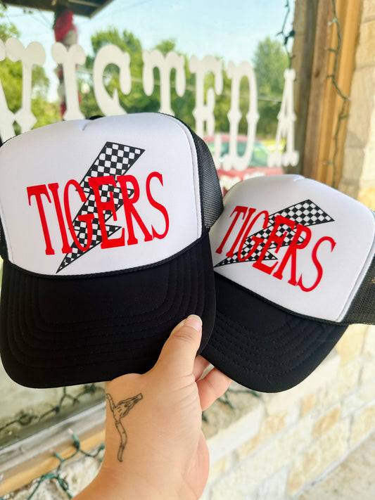 Checkered Tigers Foam Trucker Caps RTS