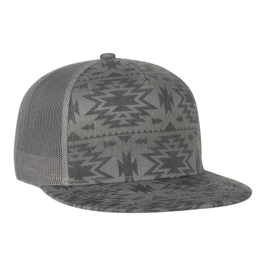 Outdoor Cap OC510P Printed 5-Panel Mesh Back Cap: Smokey Aztec/Dark Grey