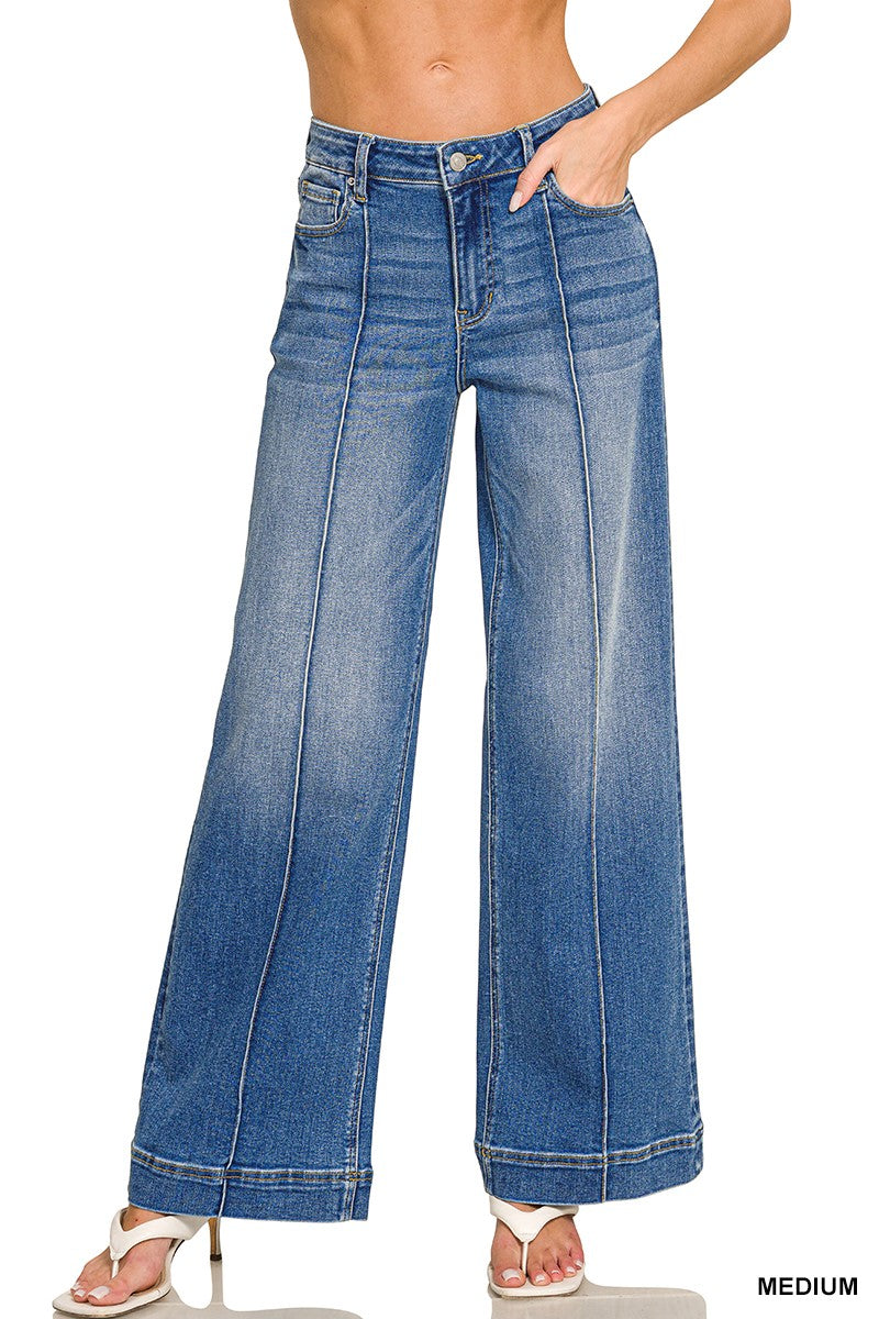 Annie Oakley Pintuck Wide Leg Jeans