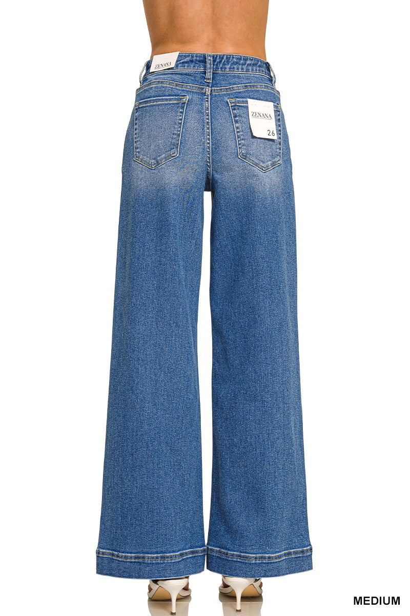 Annie Oakley Pintuck Wide Leg Jeans