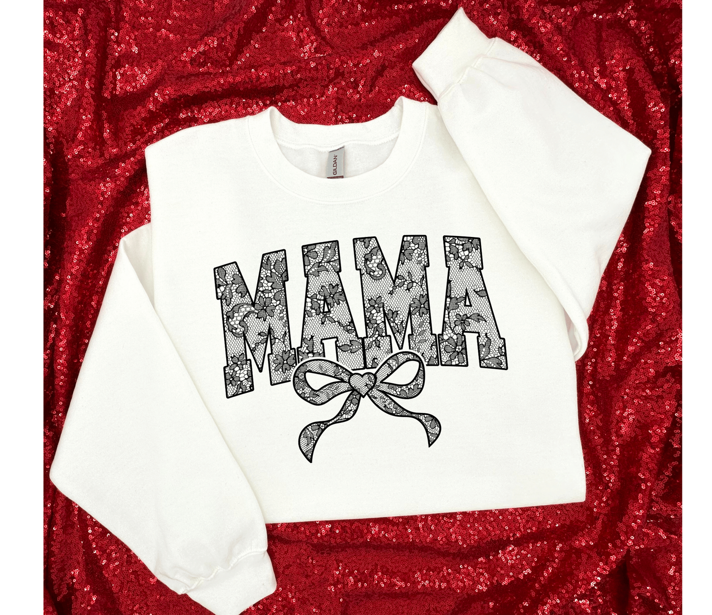 Faux Lace Mama SweatShirt - White