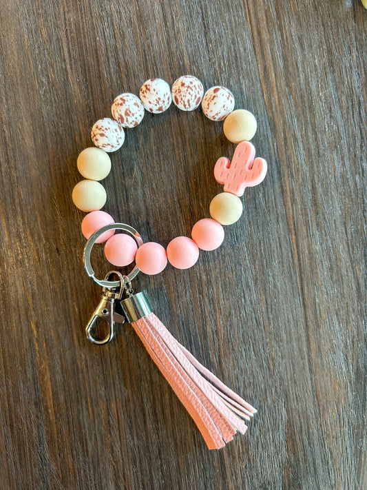 Cactus Western Keychain: Pink