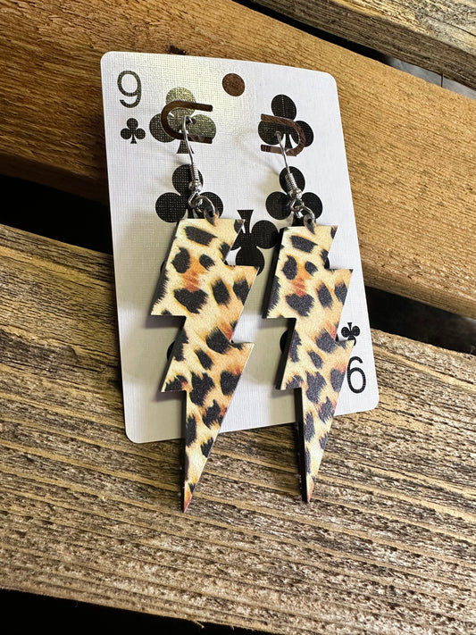 Cheetah Lighting Bolt Earrings