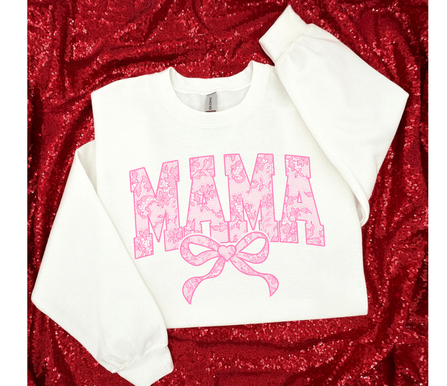 Faux Lace Mama SweatShirt - White