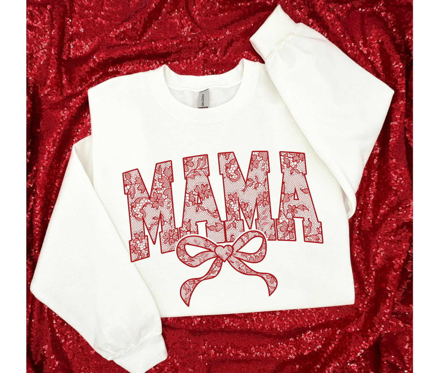 Faux Lace Mama SweatShirt - White