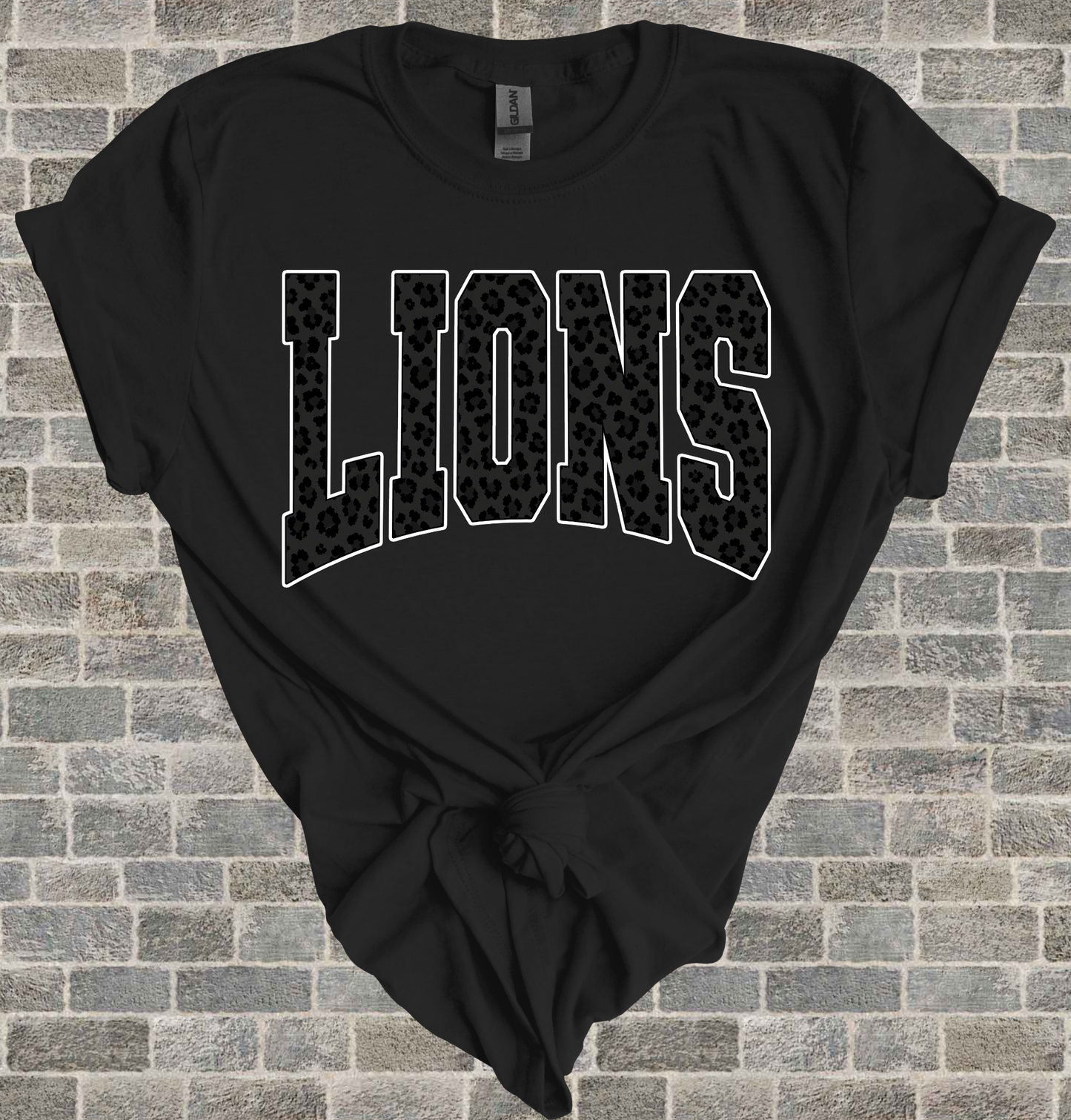 Black Cheetah Print Lions Tee