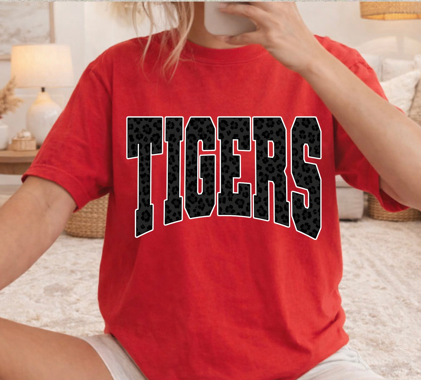 Black Cheetah Print Tigers Tee