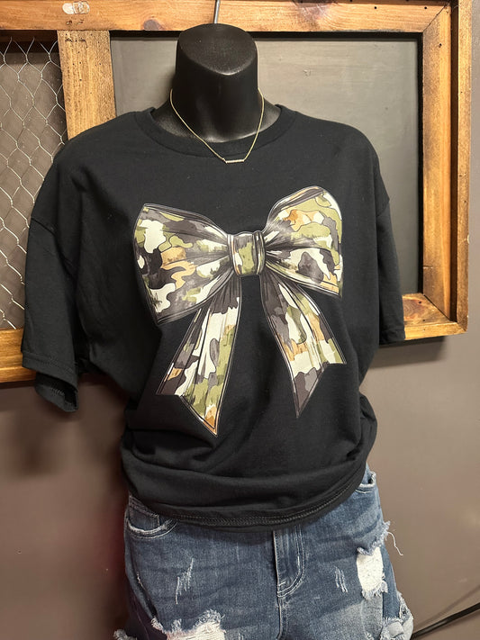 Camo Bow Tee - Black