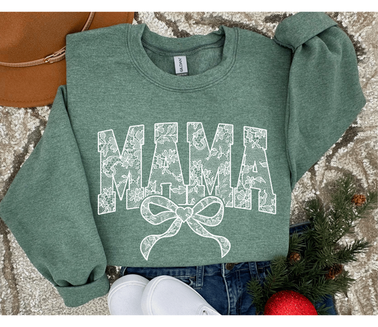 Faux Lace Mama Sweatshirt - Green