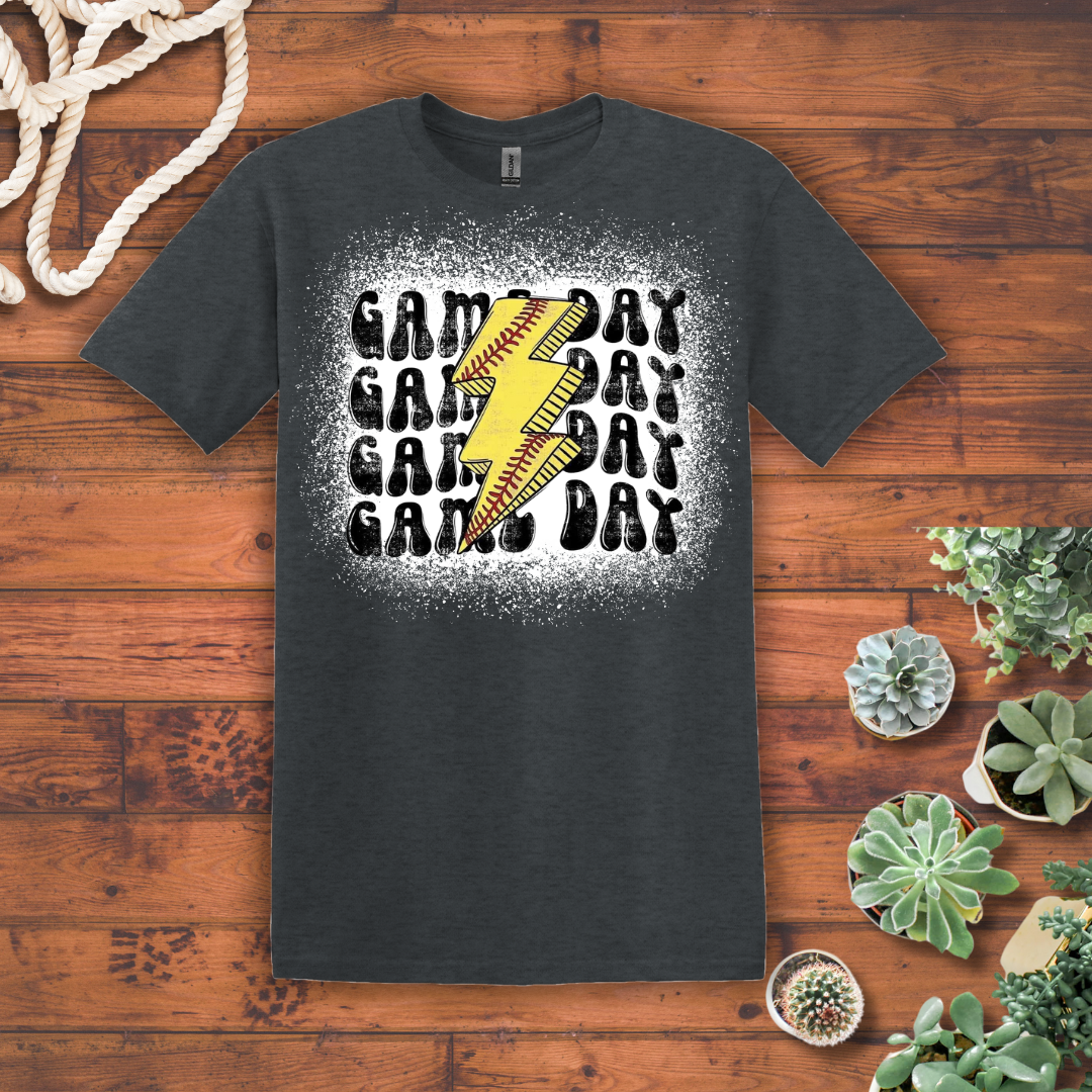 Game Day Lighting Bolt Softball Tee