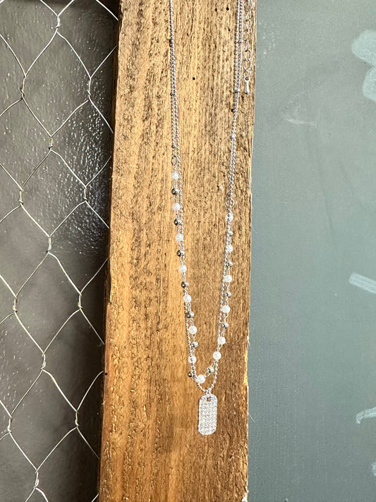 Double Pearl and Sparkle Necklace