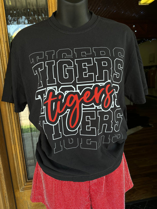 Stacked Clean Black Tigers Tee - CC