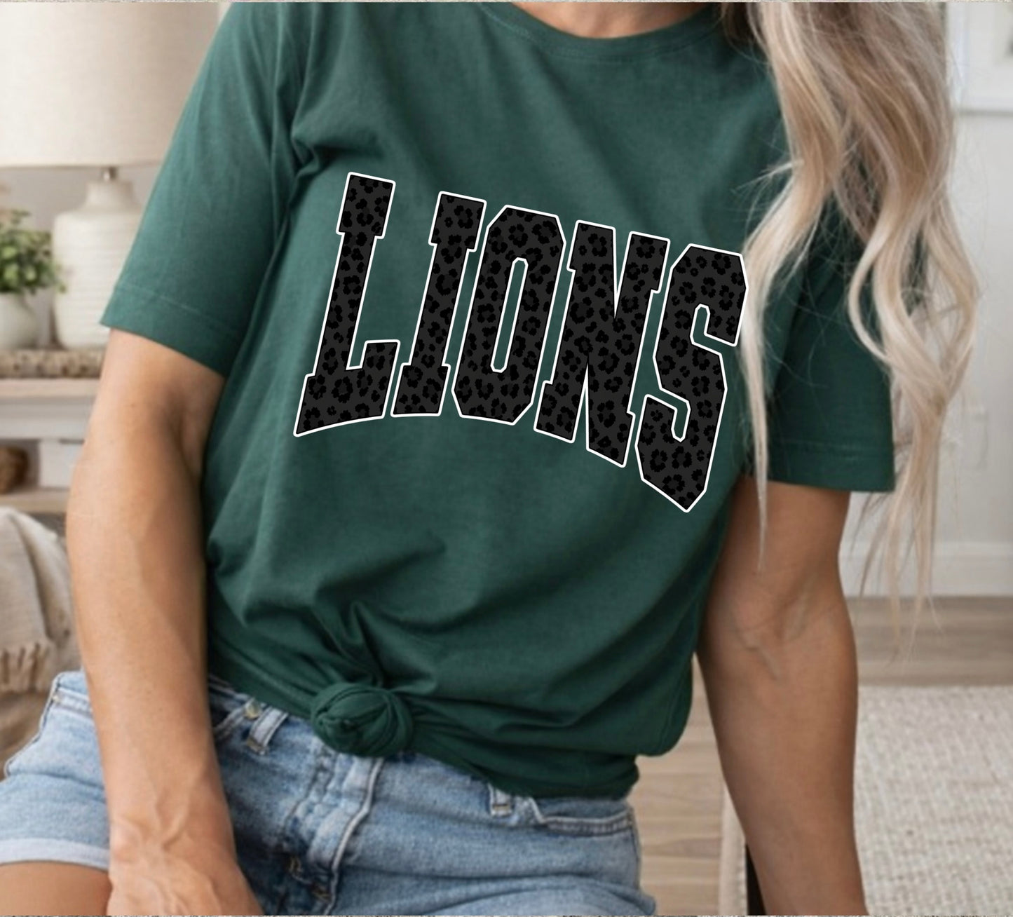 Black Cheetah Print Lions Tee