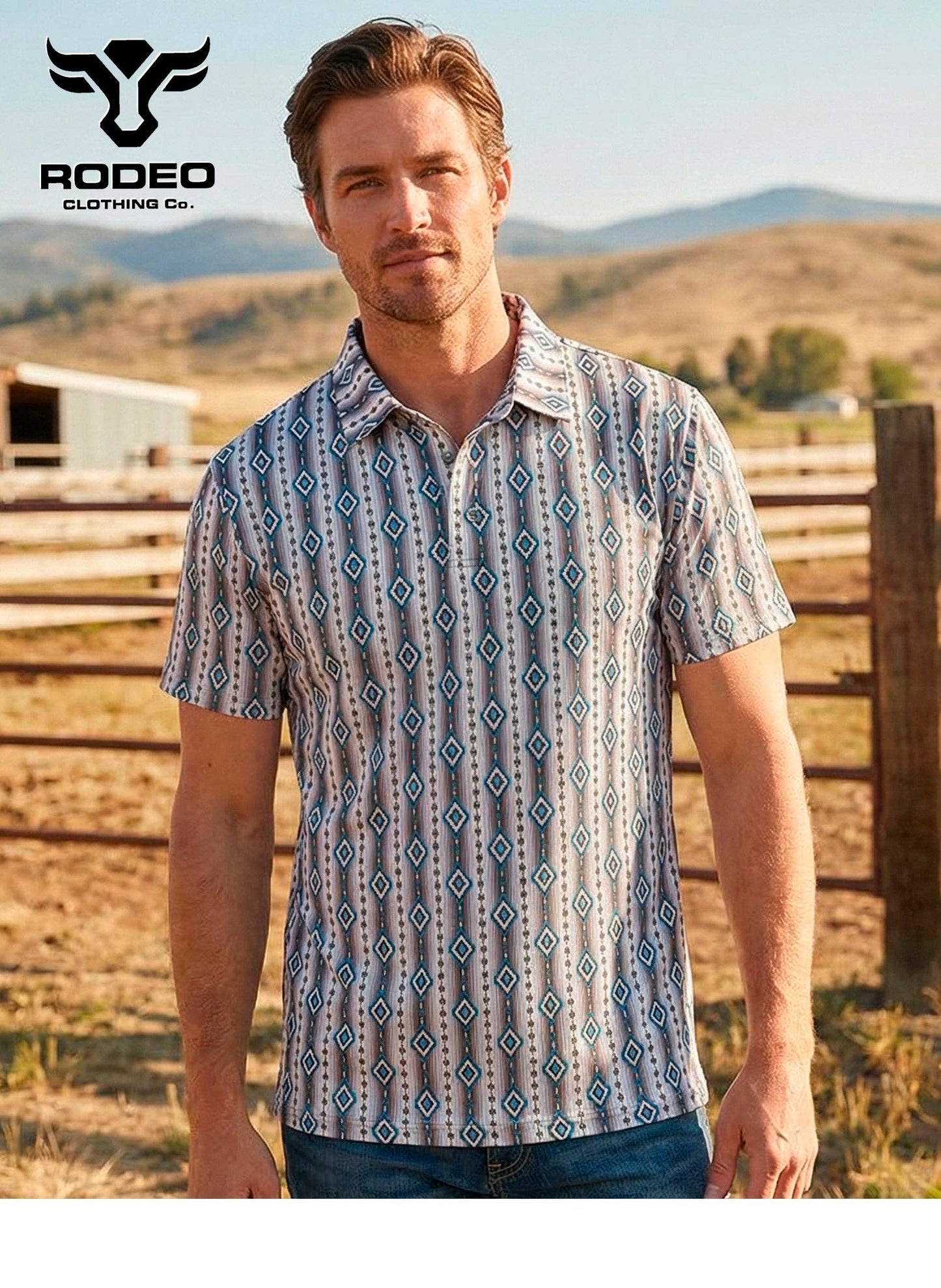 Sterling's Short Sleeve Modal Printed Polo Shirt