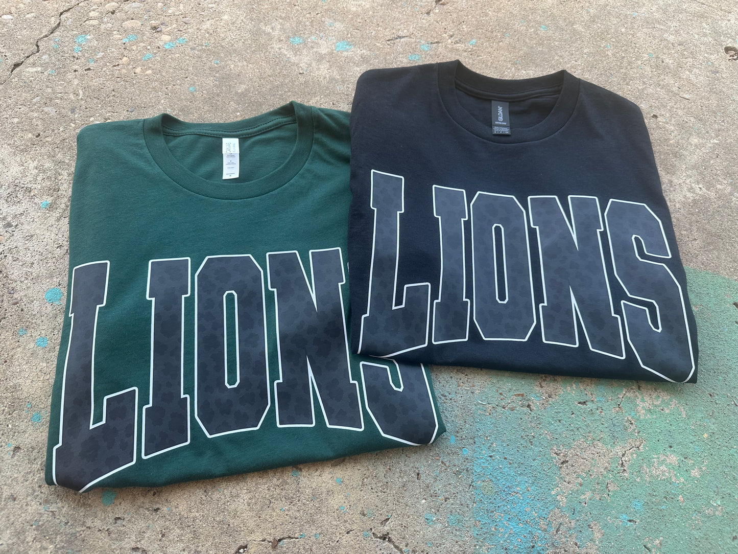 Black Cheetah Print Lions Tee