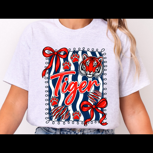 Striped Red White and Blue Tigers Tee