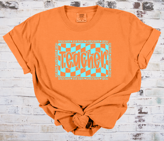 Checkered Teacher Tee - CC -Melon '