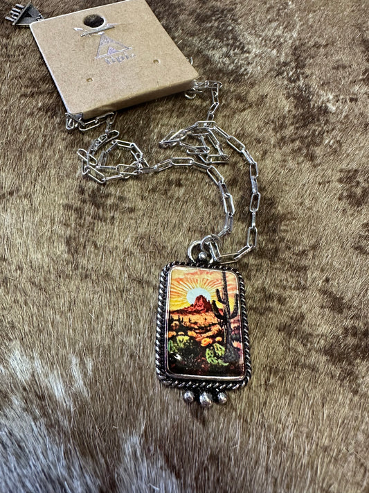 Arizona Sunrise Silvertone Necklace