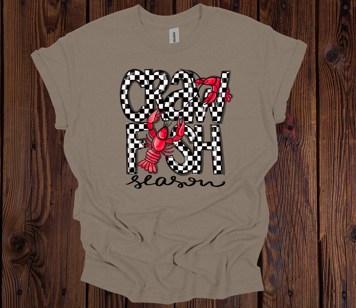 Craw Fish Season Checkered Tee - 3 Color Options