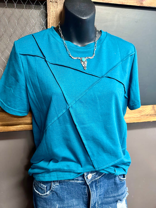 Blue Striped Detail Top