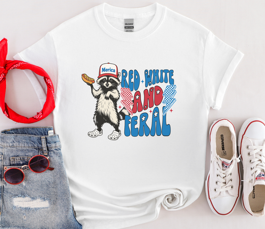 Red White and Feral Tee - 2 Color Options