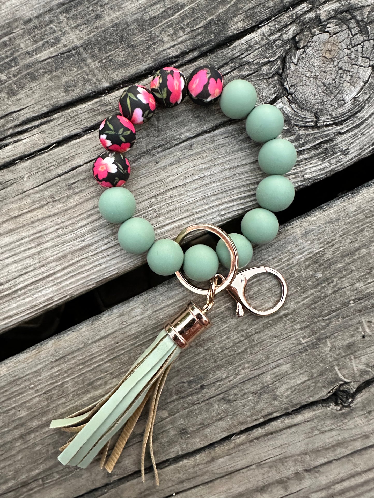 Green Floral Keychain