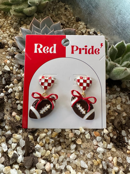 Heart & Football Earrings