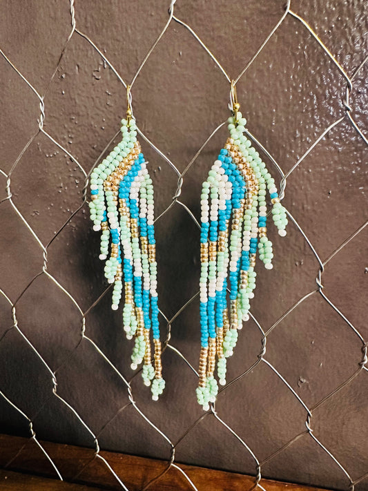 Mint Seed Bead Earrings