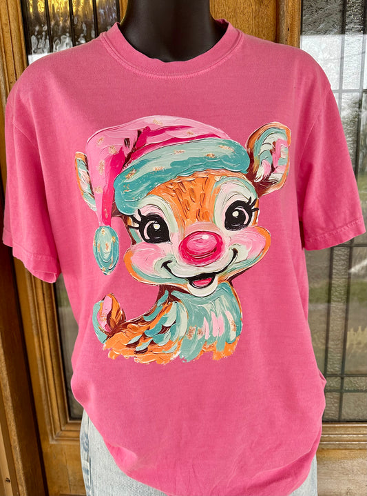 Preppy Brushstroke Reindeer Tee