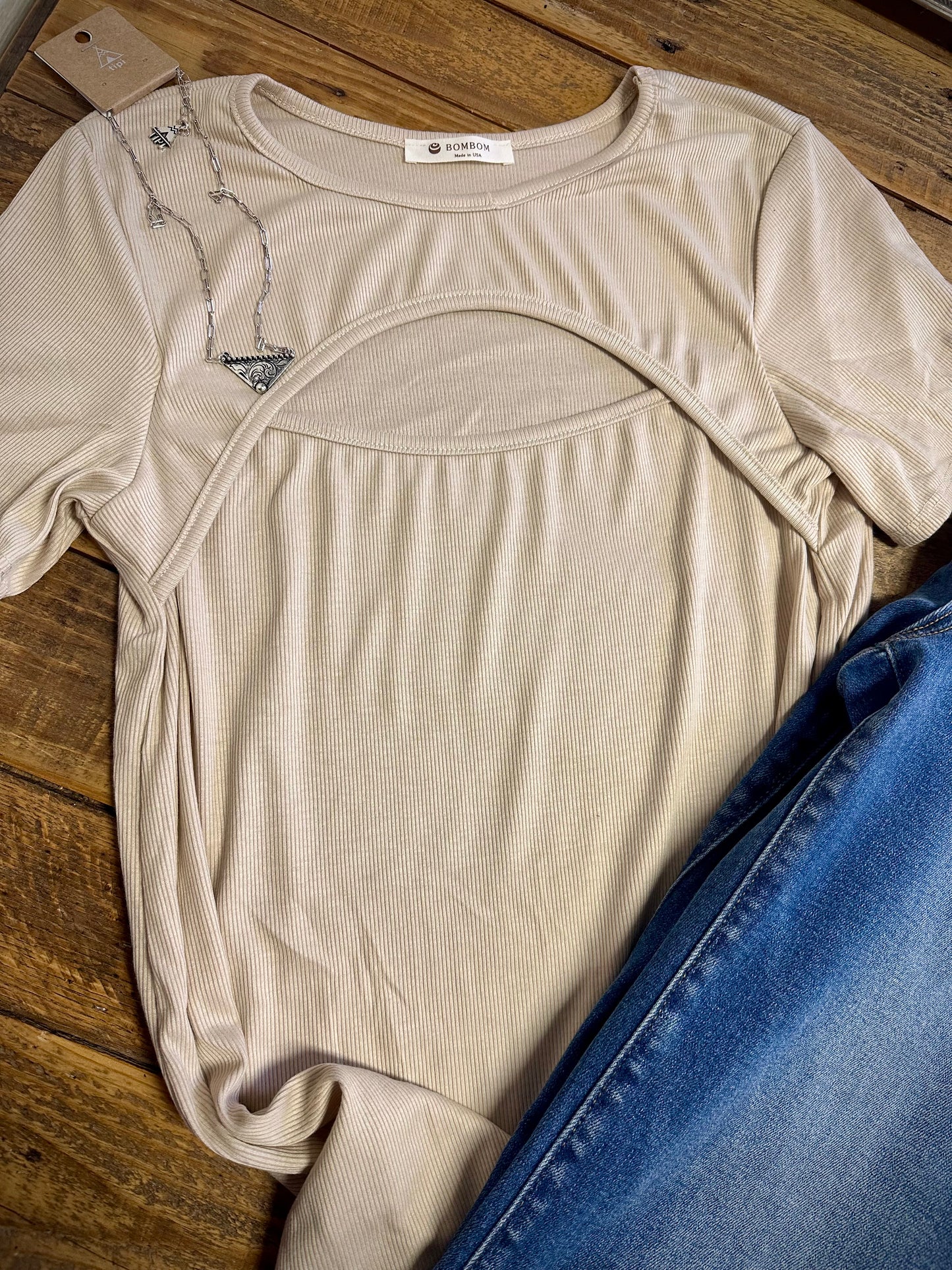 Maci's Cutout Detail Ribbed Knit Top