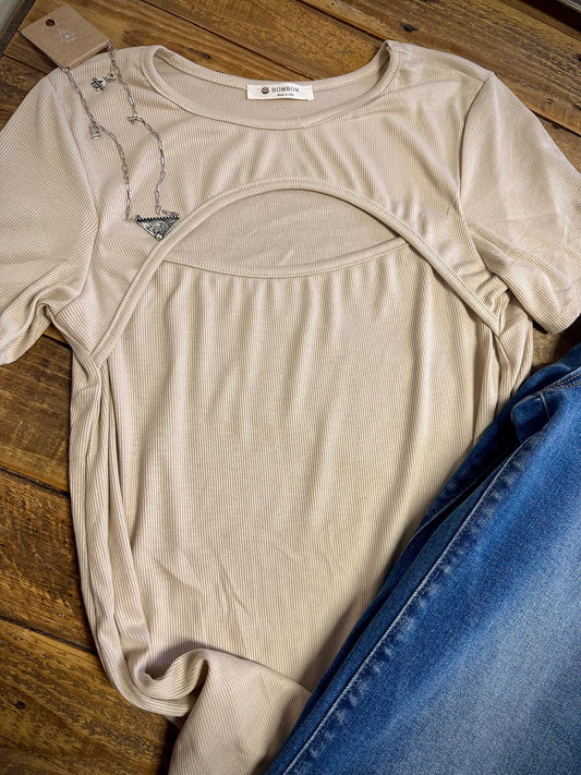Maci's Cutout Detail Ribbed Knit Top