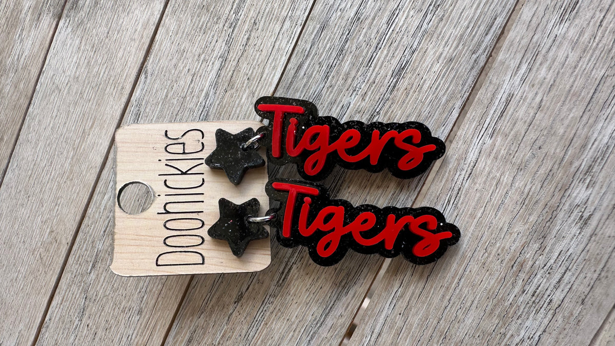 2.25"  Spirit EarringsGlitter Black / Solid Red