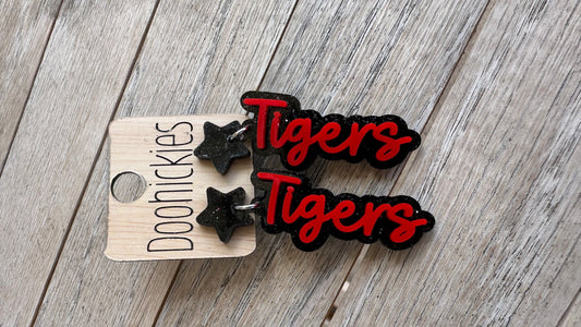 2.25"  Spirit EarringsGlitter Black / Solid Red