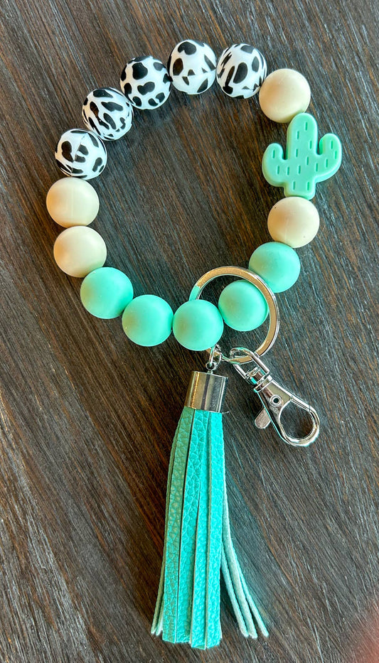 Cactus Western Keychain: Teal