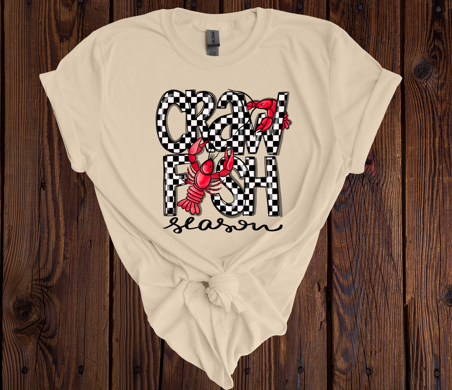 Craw Fish Season Checkered Tee - 3 Color Options