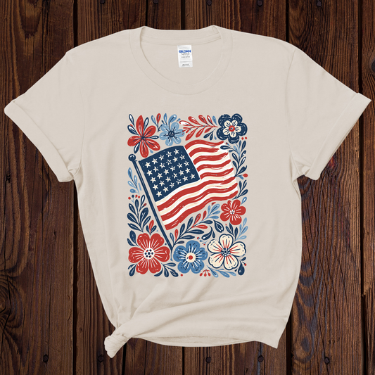 Floral 4th of July Tee